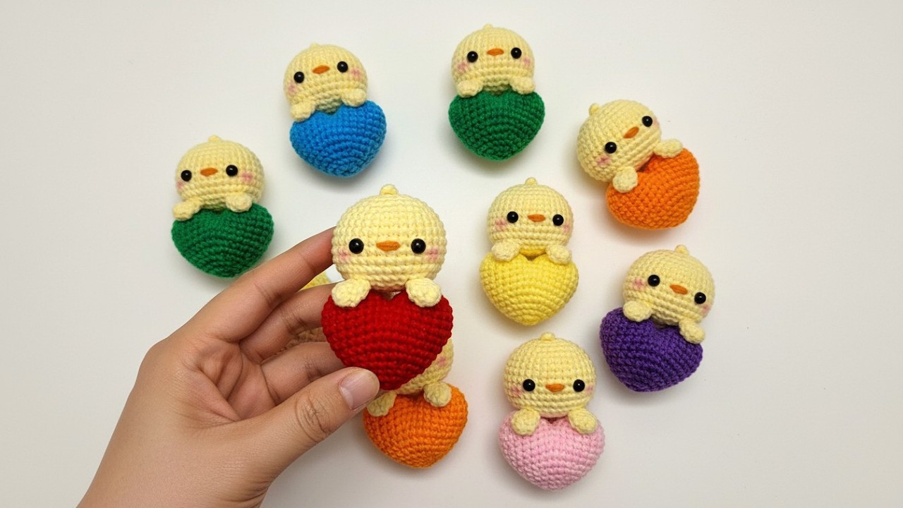 🐣 Crochet Chick With Heart Keychain ❤️ Easy & Cute Amigurumi