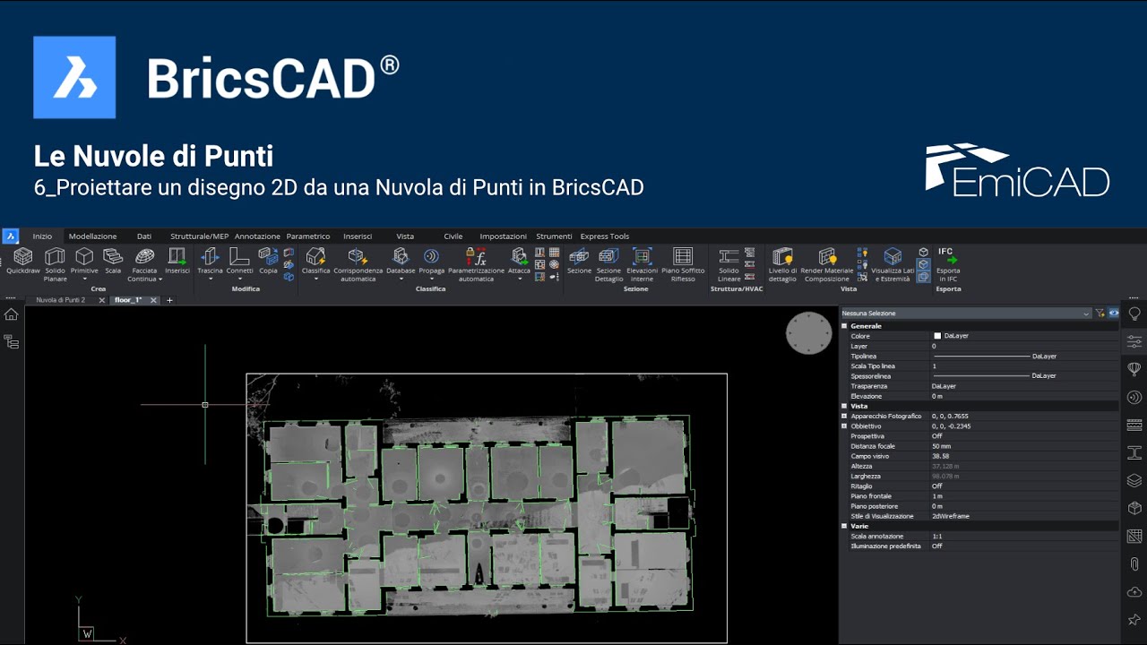 3-B: BricsCAD - Scan-to-BIM - Piante e Sezioni 2D a partire dalla Nuvola di Punti
