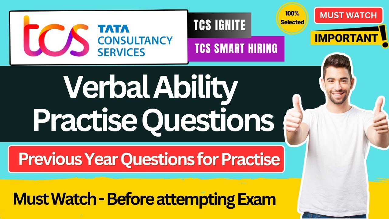 🔥TCS Smart & Ignite Verbal Ability Practise Questions | TCS Previous Year Exam Questions, TCS 2025