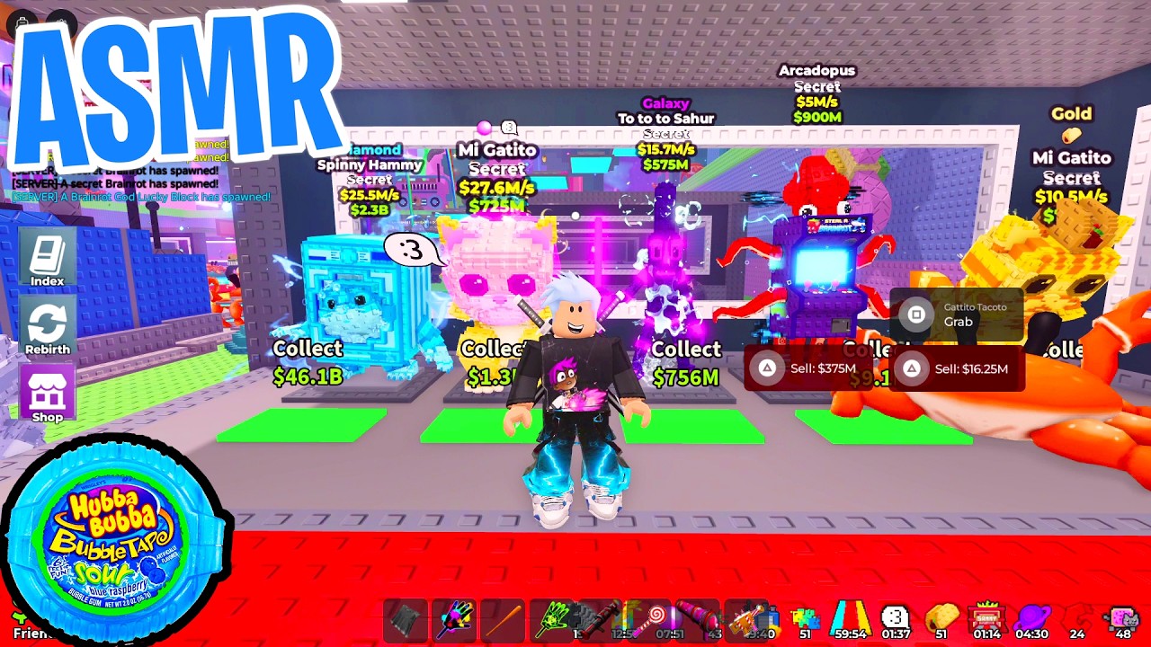ASMR Roblox Steal a Brainrot Admin Abuse Taco Tuesday Event 😴 Gum Chewing 🎮🎧 Controller Sounds 💤