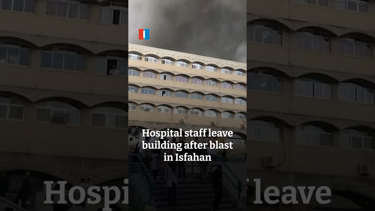 Hospital staff leave building after blast in Isfahan