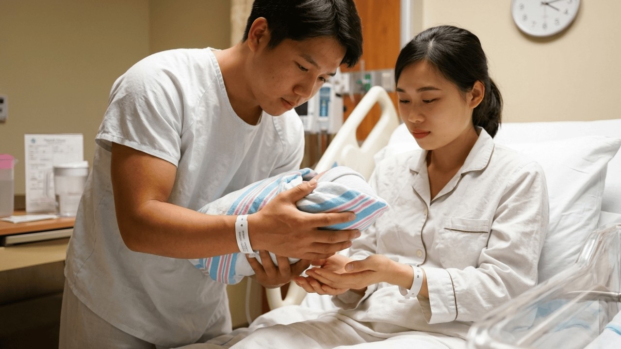 Tieu Lac Goes Into Labor at Night – CEO Quan in Tears of Joy as Baby Girl Sophia Is Born