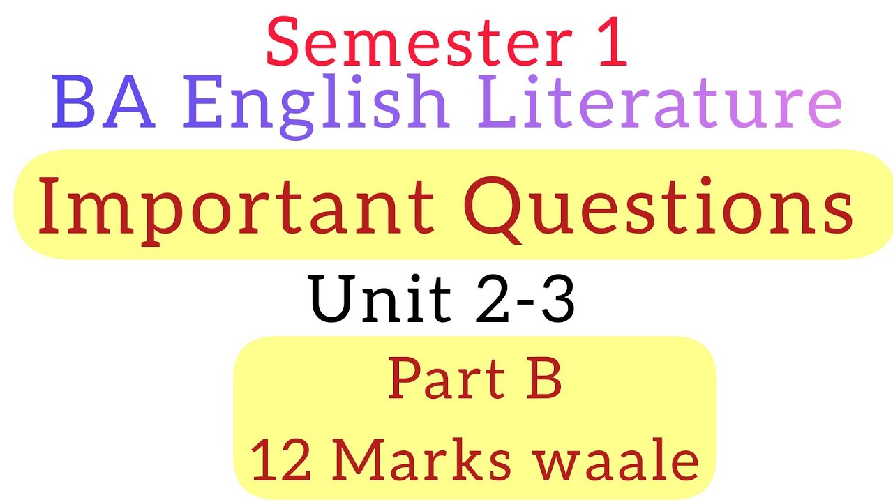 JNVU English Literature Semester 1 Important Questions 1-5