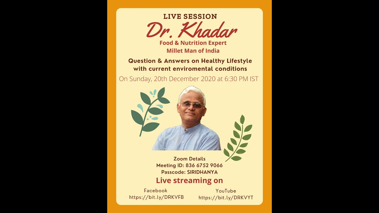 Dr Khadar live session on Healthy lifestyle Question & Answers with current environmental conditions