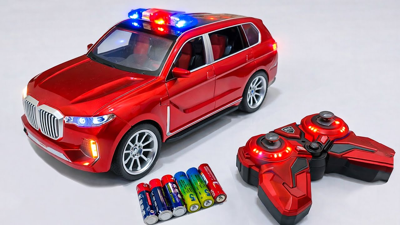 Unboxing Wuling Mini New Energy RC Car, City Electric Excavator, Collision Deformed RC Police Car
