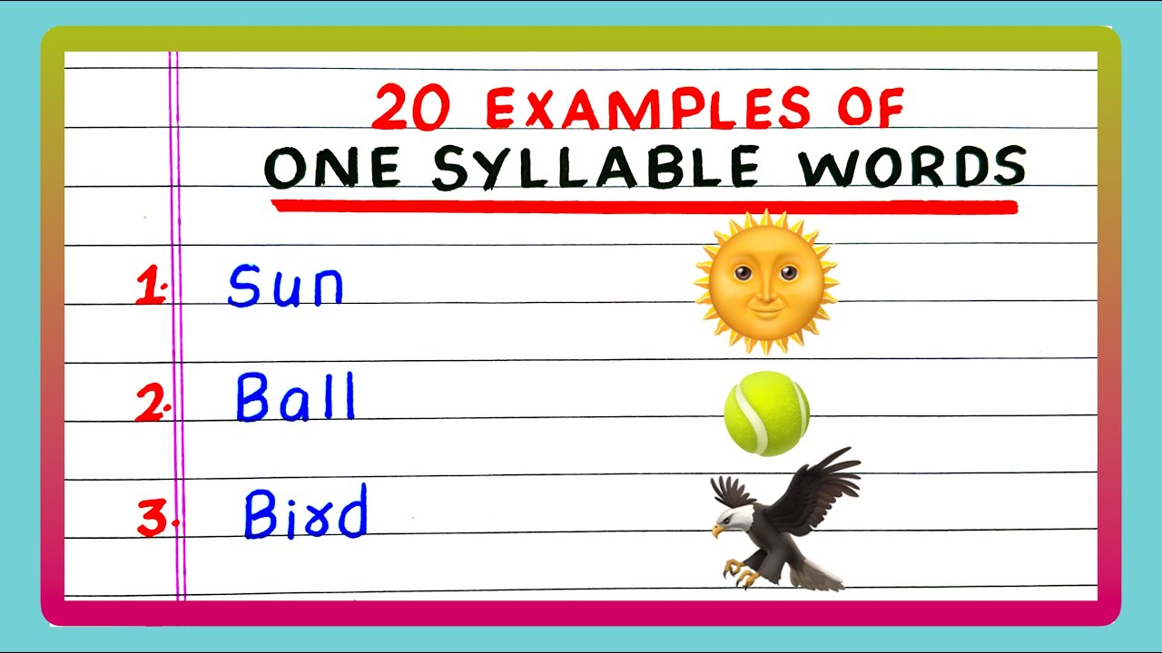 Examples of One-Syllable Words | 20 One-Syllable Words | in English Grammar