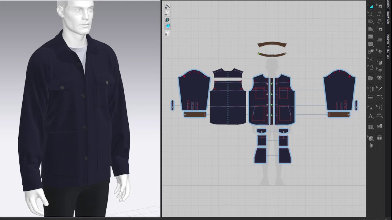 Drafting Overshirt 1, Marvelous Designer, Clo