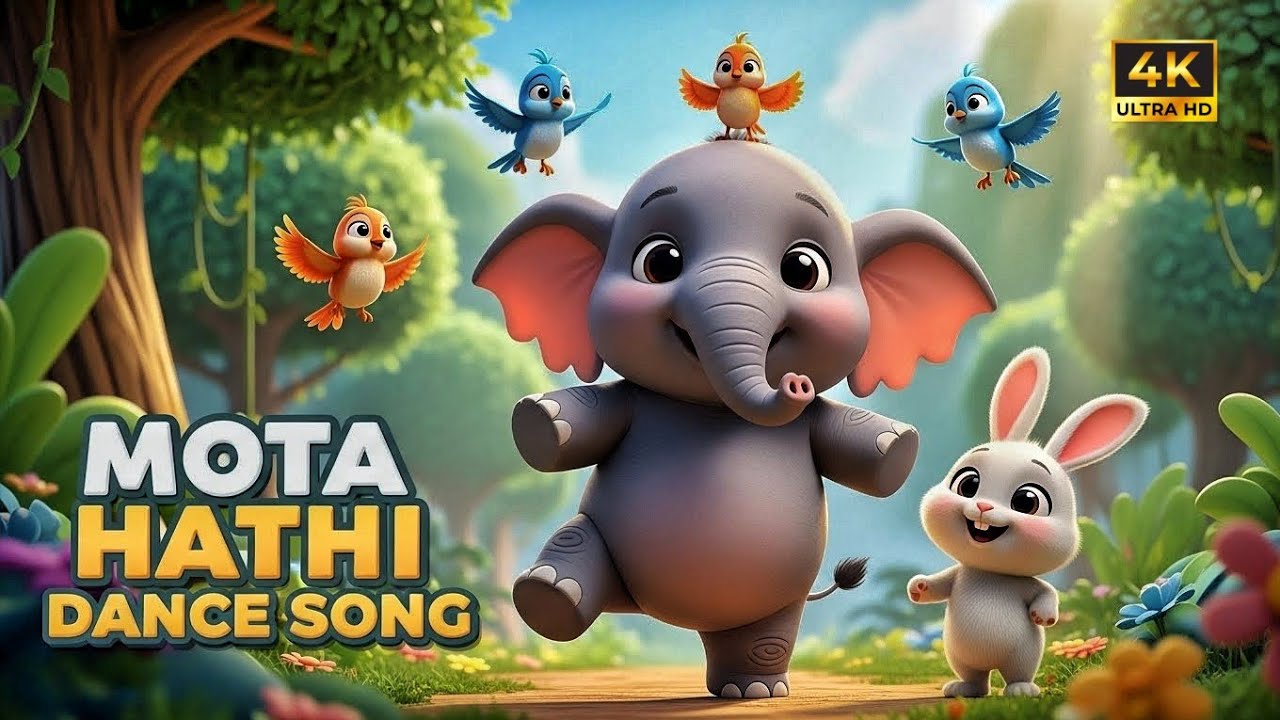 Mota Hathi Nach Nach Chala 🐘 | Cute Elephant Dance Song | Hindi Kids Cartoon Rhyme