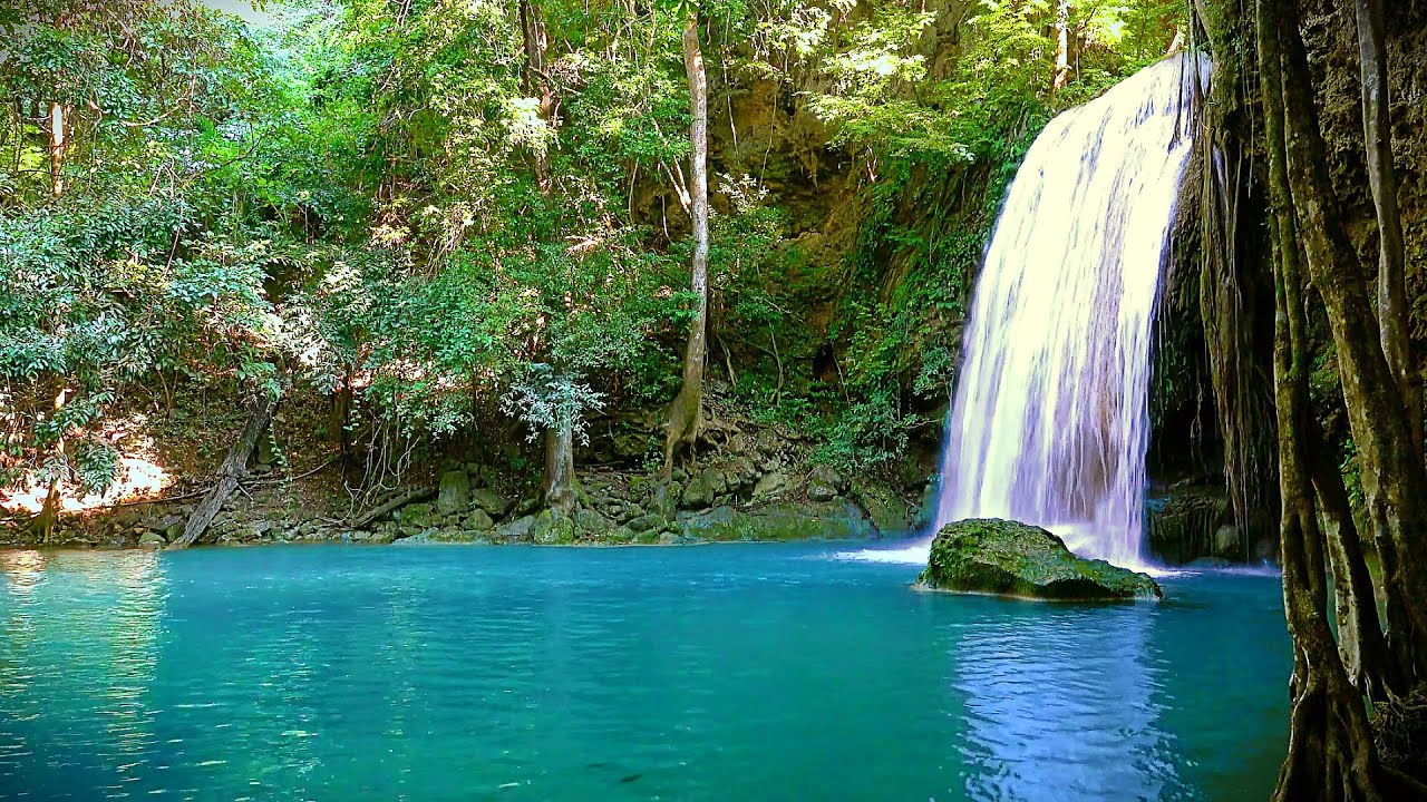 Sleep Easy: Thailand Jungle Turquoise River & Waterfall ASMR (Study & Relax White Noise)