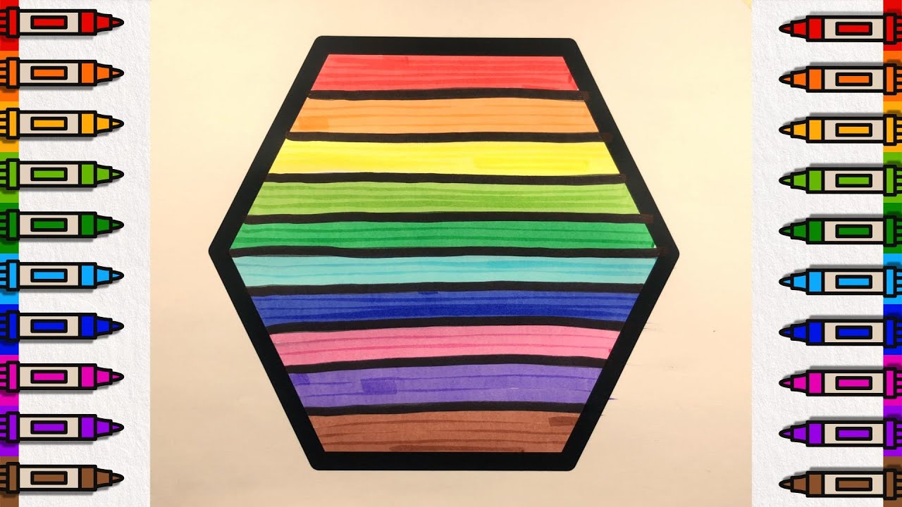 10 Colors Art Coloring: Shapes – Trapezium, Parallelogram, Rhombus & Hexagon with Marker Pens