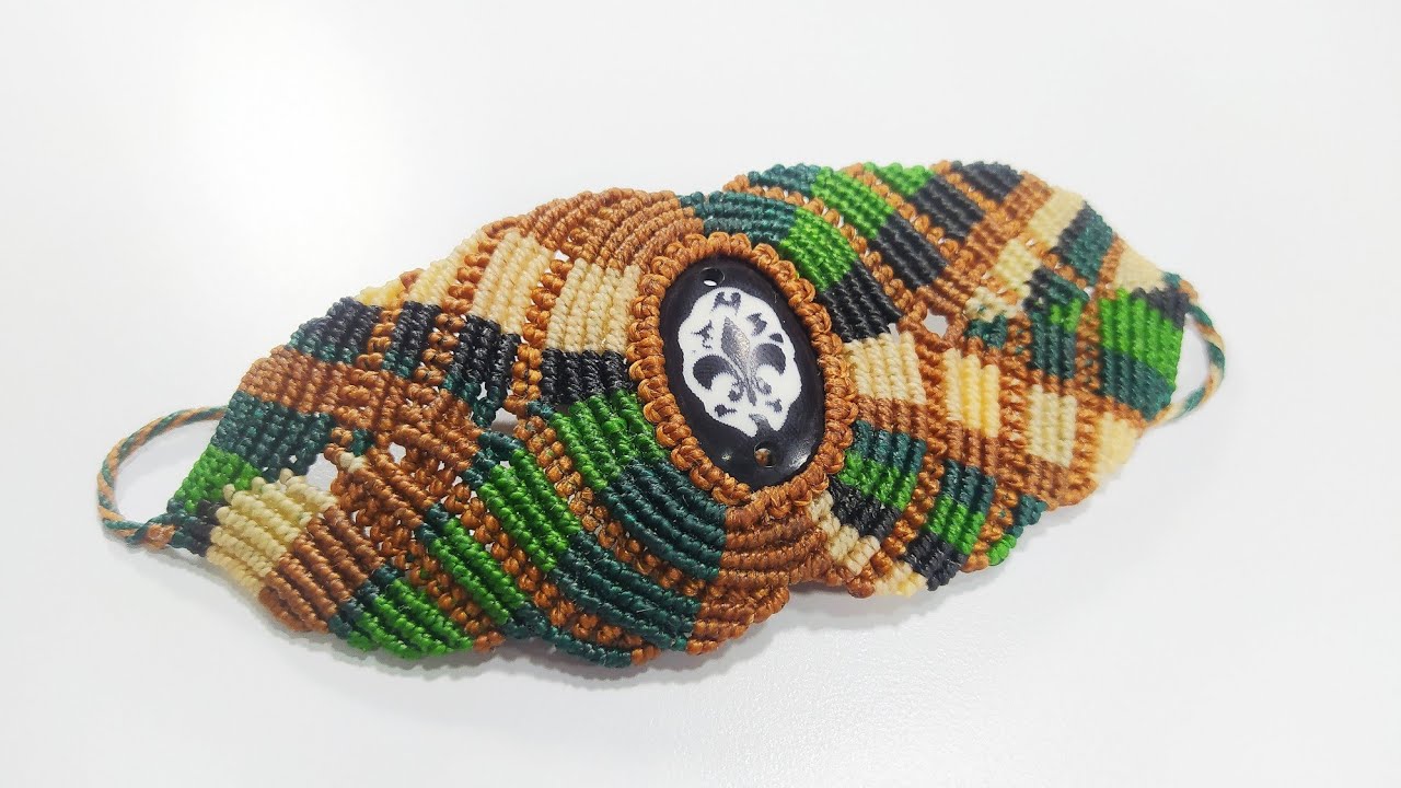 PULSERA ANCHA EN MACRAME / como engarzar piedra 💎 Macramé avanzando ✳️