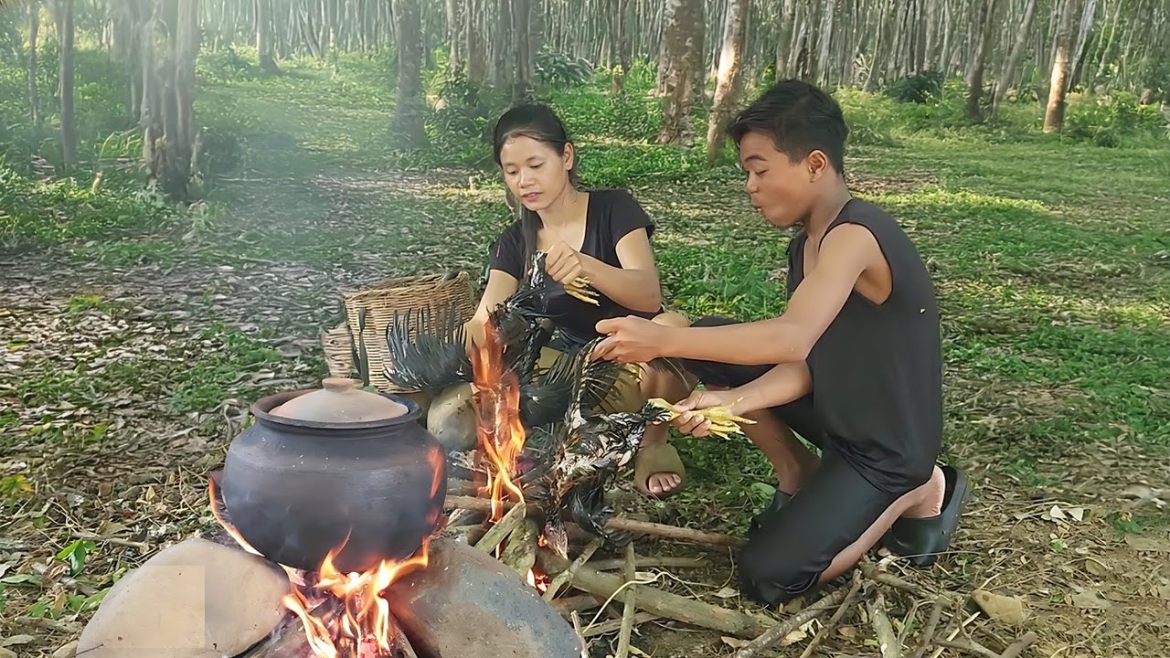 Yummy grill chicken in the clay with wild recipe for food and eating