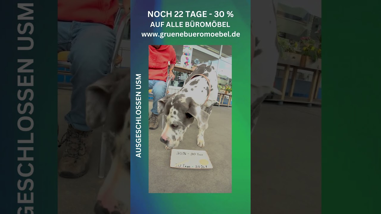 22 Tage verbleiben in unserer 30 Prozent auf Alles Aktion bei Grüne Büromöbel in Zülpich.