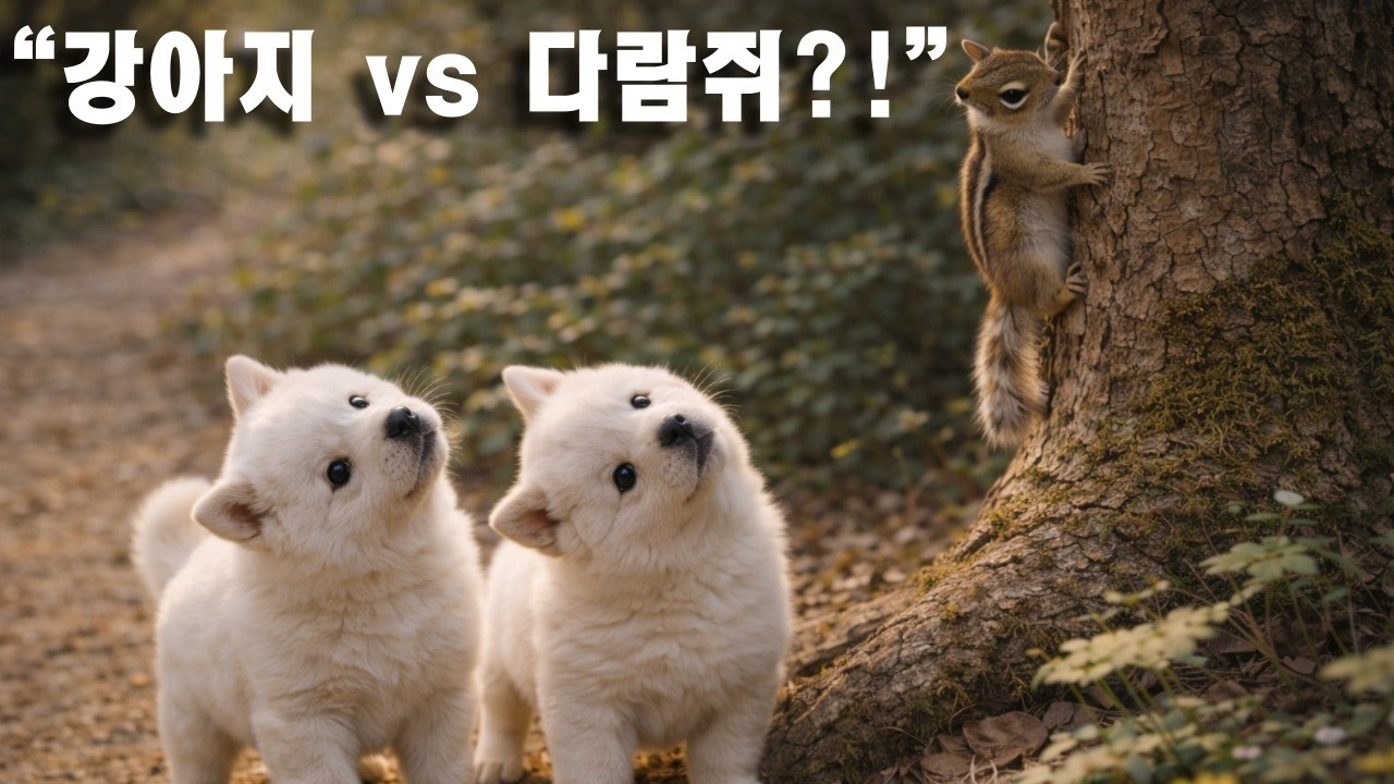 Spring Mountain Adventure | Jindo Mom and Puppies Meet a Squirrel 🐕🌸🐿아기 강아지들이 처음 만난 숲 속 친구 🐿