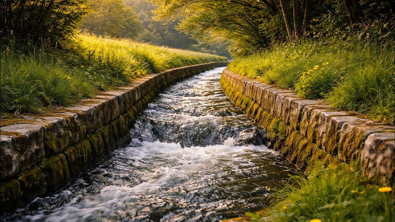 【3時間】水が流れる用水路｜自然のせせらぎで快眠・集中 Fast Water Stream with Nature Scenery 3 Hours | Relaxing Canal Sounds