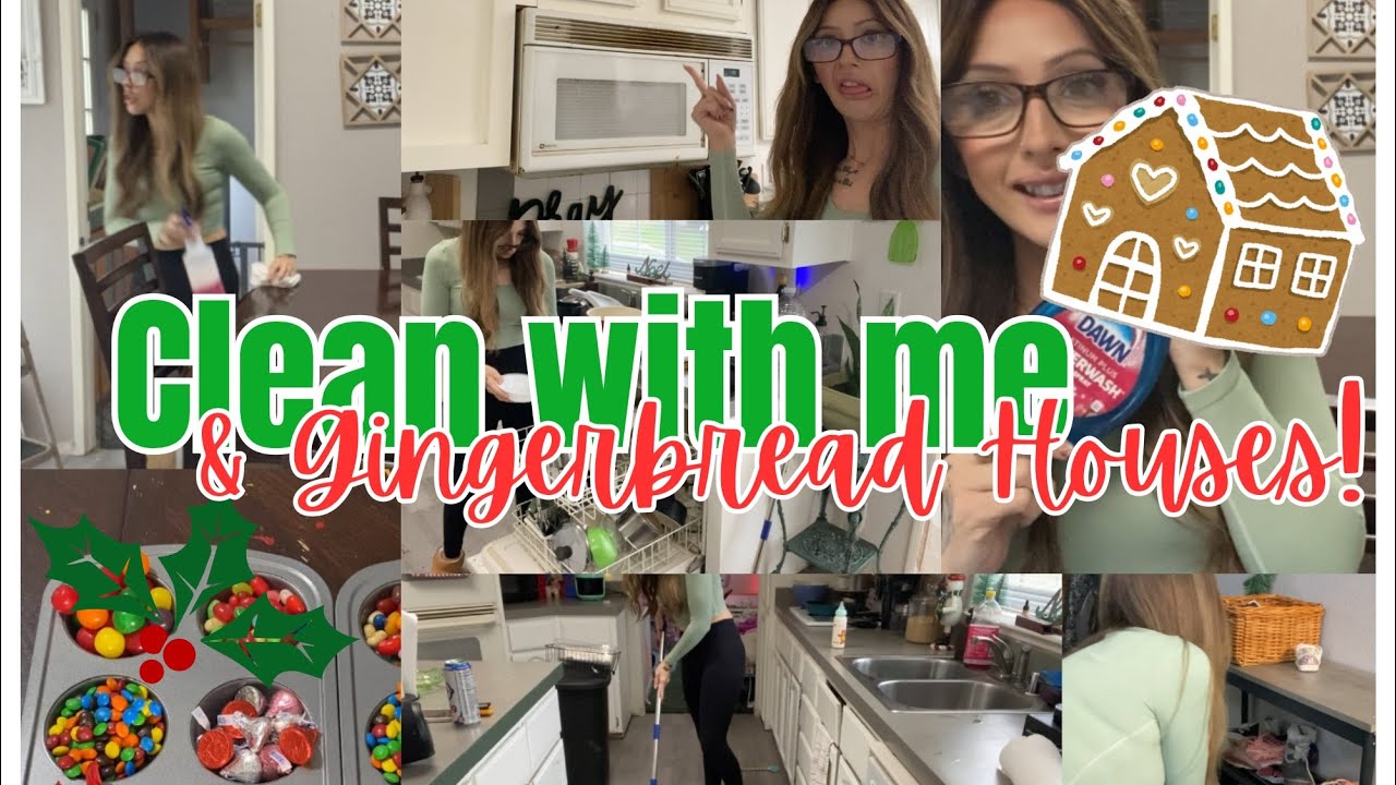 Clean with me 🧽 #christmas #cleanwithme #momlife #reallife #christmastime #gingerbreadhouse 