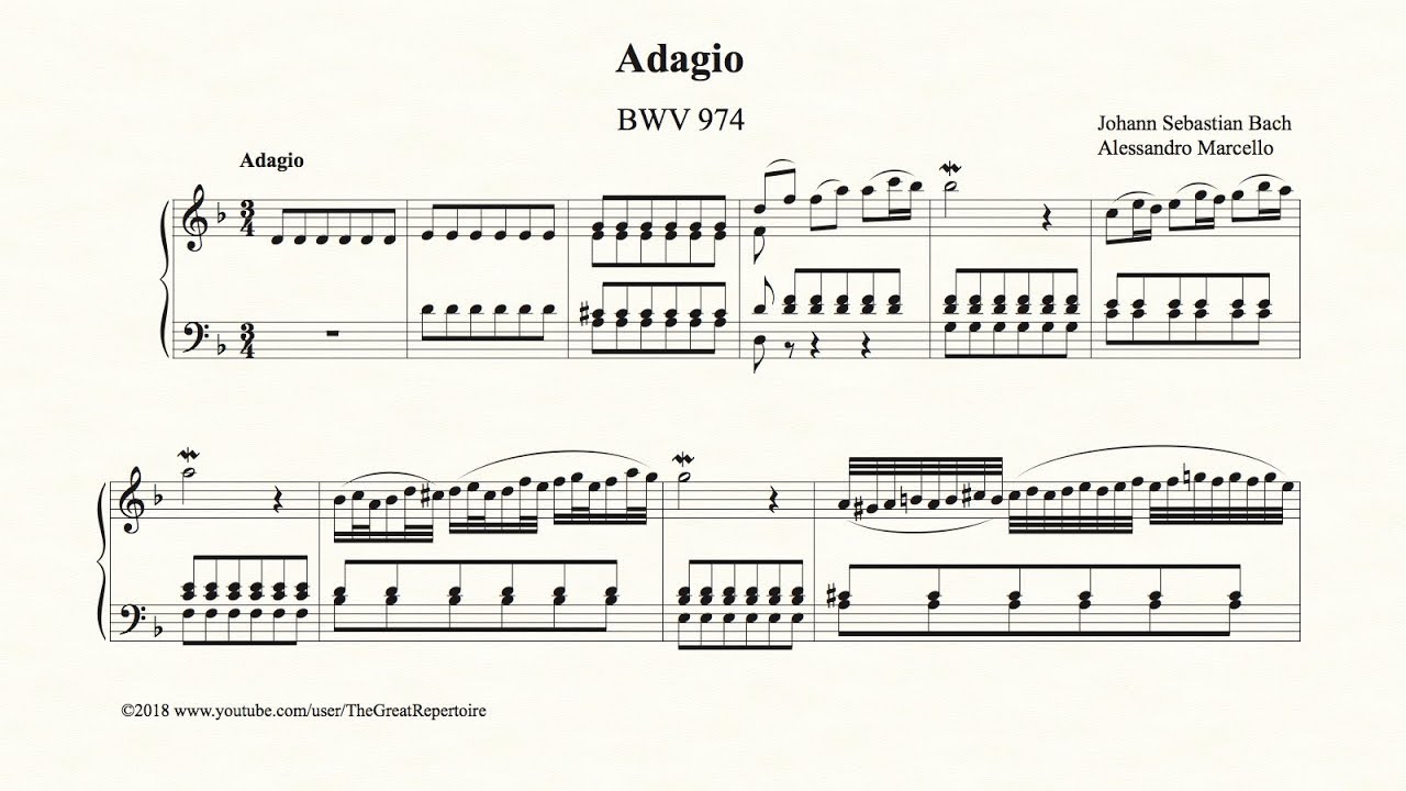 Bach, Adagio, BWV 974, Harpsichord