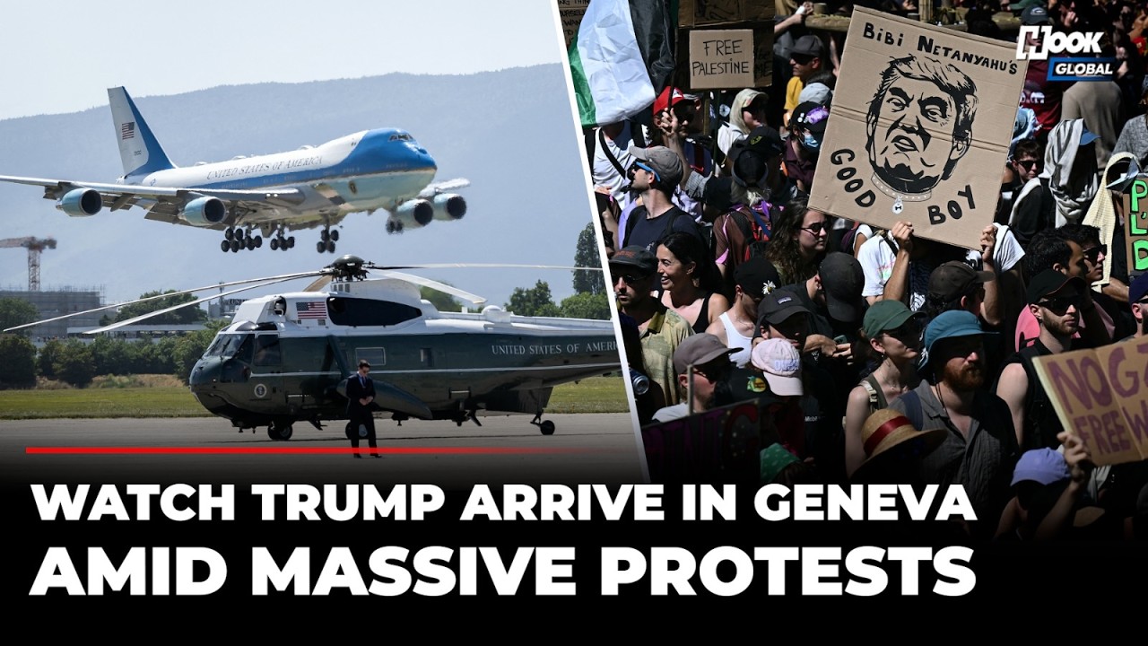 Trump Lands In Geneva Under Tight Security Amid Massive Anti-G7 Protests