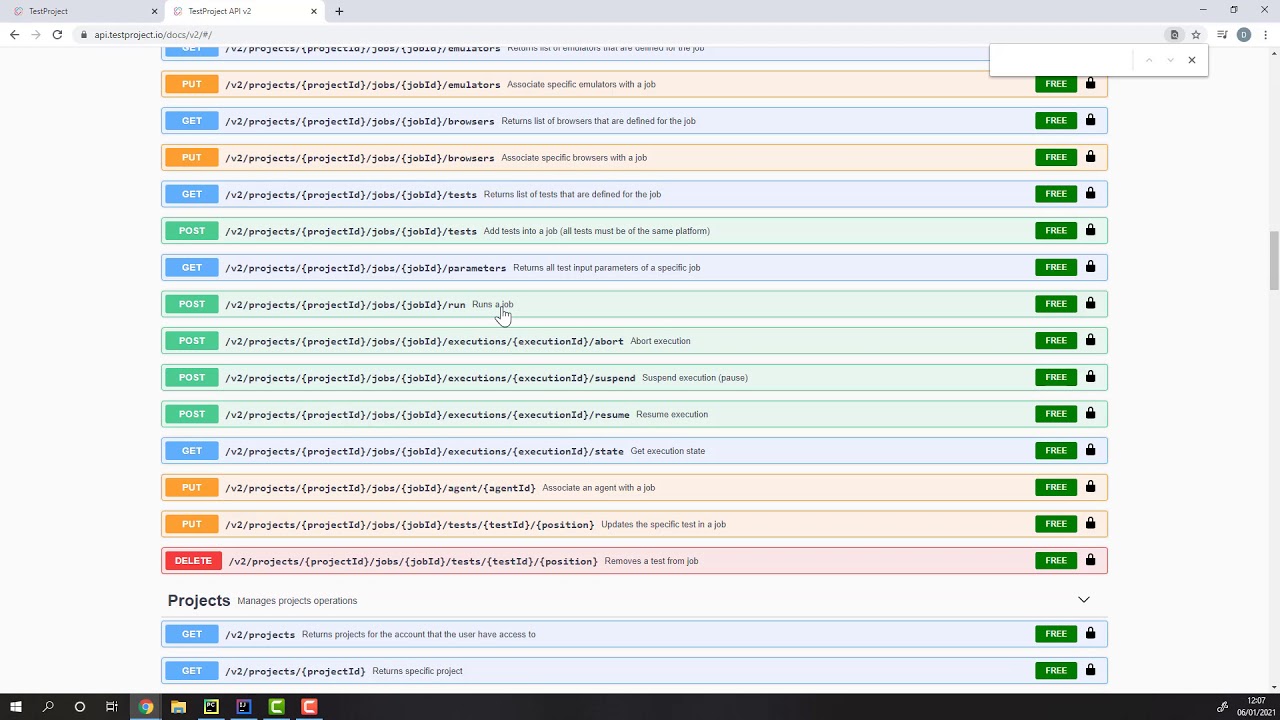 TestProject RESTful API and Swagger Examples - Schedule, Trigger and Retrieve Testing Results