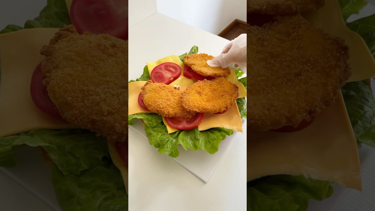 Make giant burger with me #asmr #food #hamburger #burger #cheese #satisfying #asmrfood