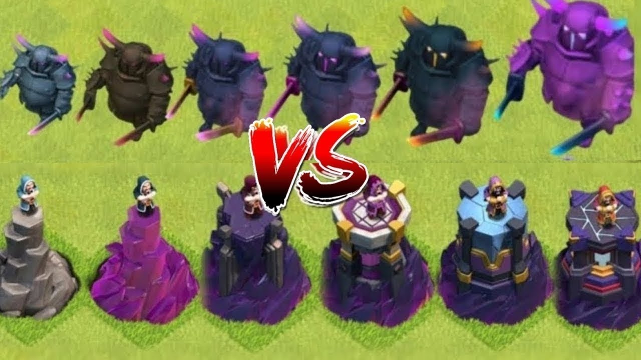 Every level pekka vs every level wizard tower base formation clashofclans re-upload