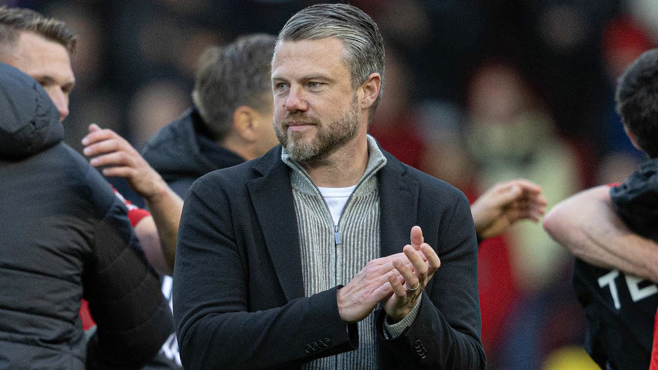 Jimmy Thelin reacts to victory over Hearts at Pittodrie