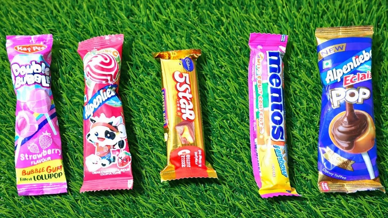 ASMR Most Popular Candys / some lots of colorful rainbow lollipop candy / unpacking chocolate eat