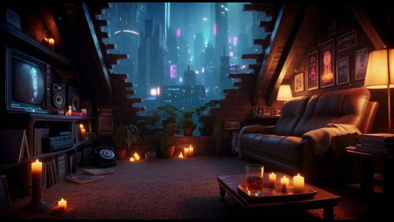Cozy Cyberpunk Night 🌧️ Deep Ambient Music for Relaxation, Focus & Sleep