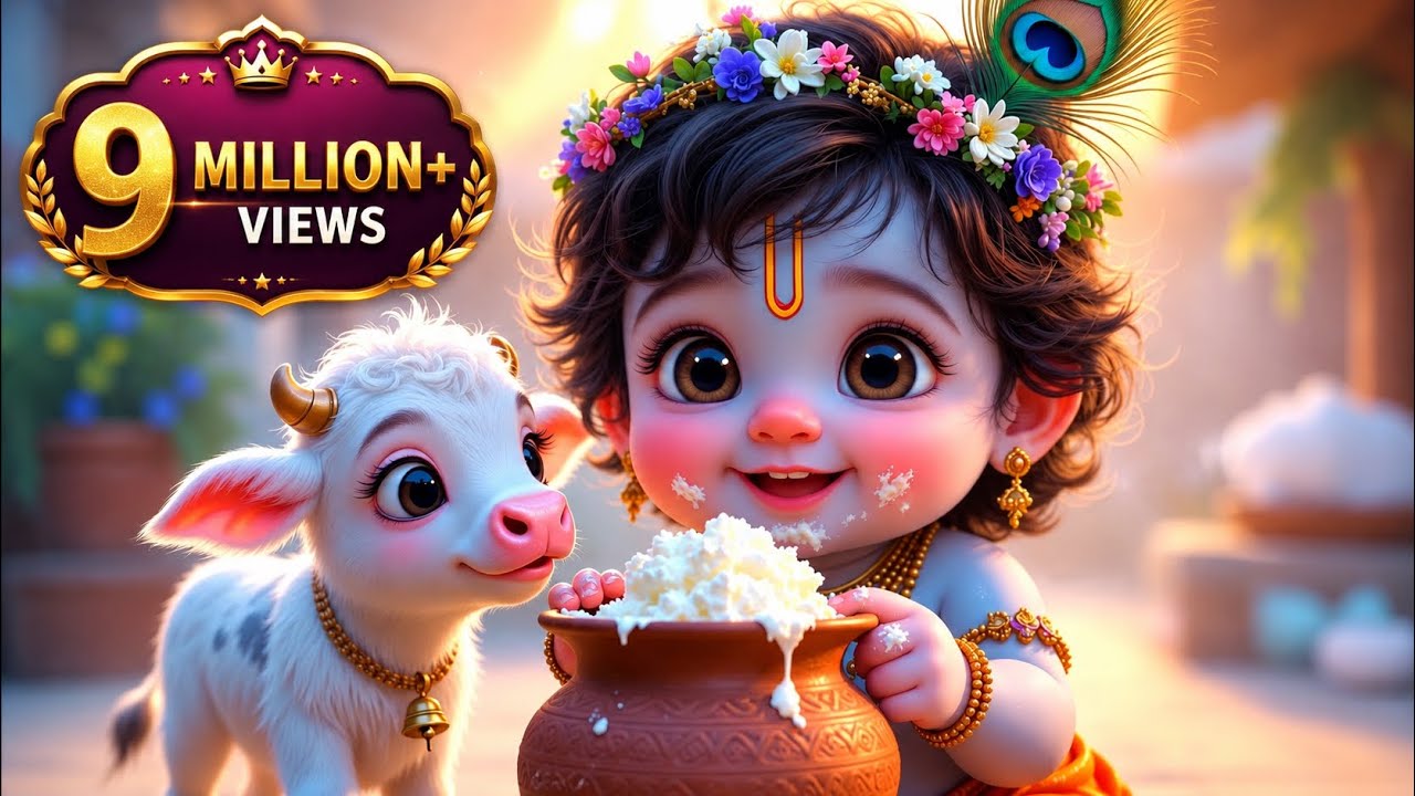 Shri Krishna Govind Hare Murari | Peaceful Krishna Bhajan | Baby Krishna and His Animal Friends