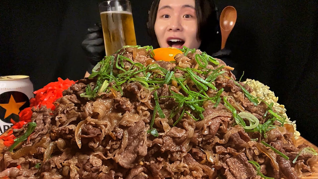 ASMR メガ盛り牛丼大食い‼️〜すき家に育てられた男〜【咀嚼音】
