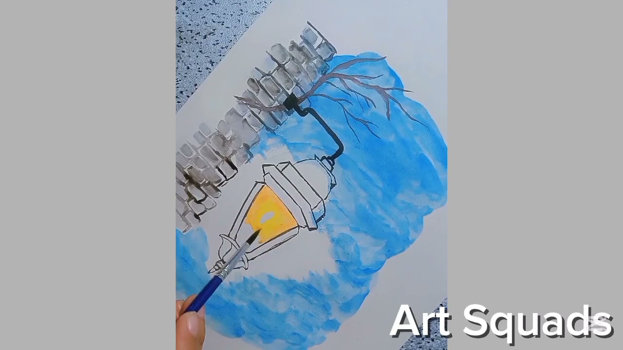 A lamp painting || easy watercolor painting|| art video 