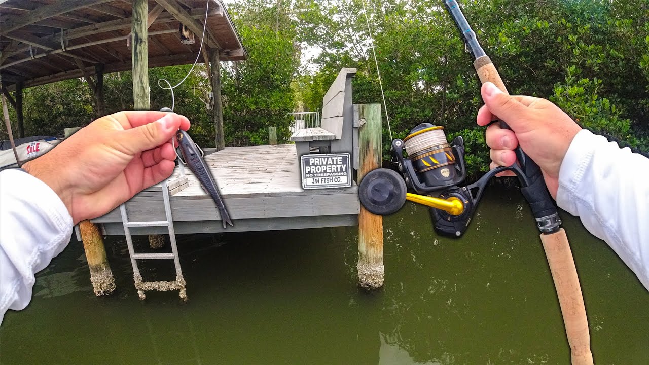 Gheenoe Fishing Florida Docks with the Mini Mullet!!