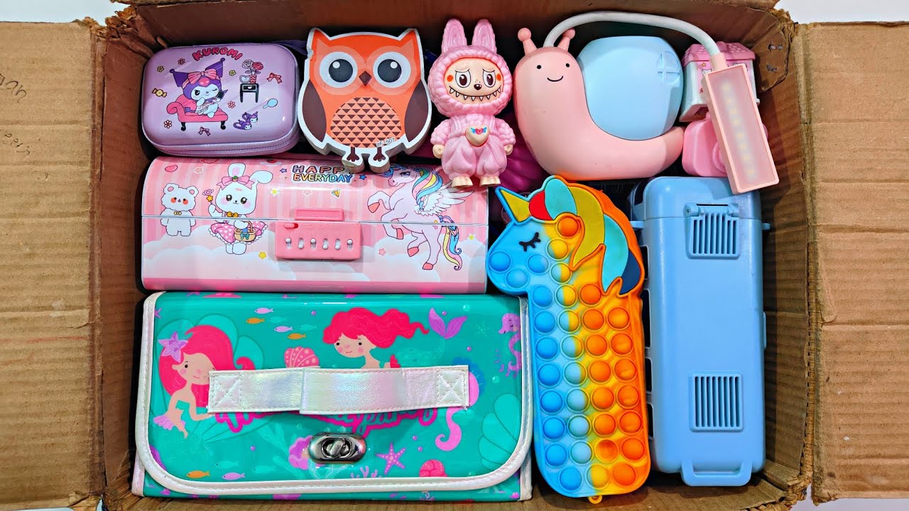 Unique Colourful Stationery items - Pencil Case, Jumbo Art Bag, Desk Lamp, Sipper bottle, Sharpener