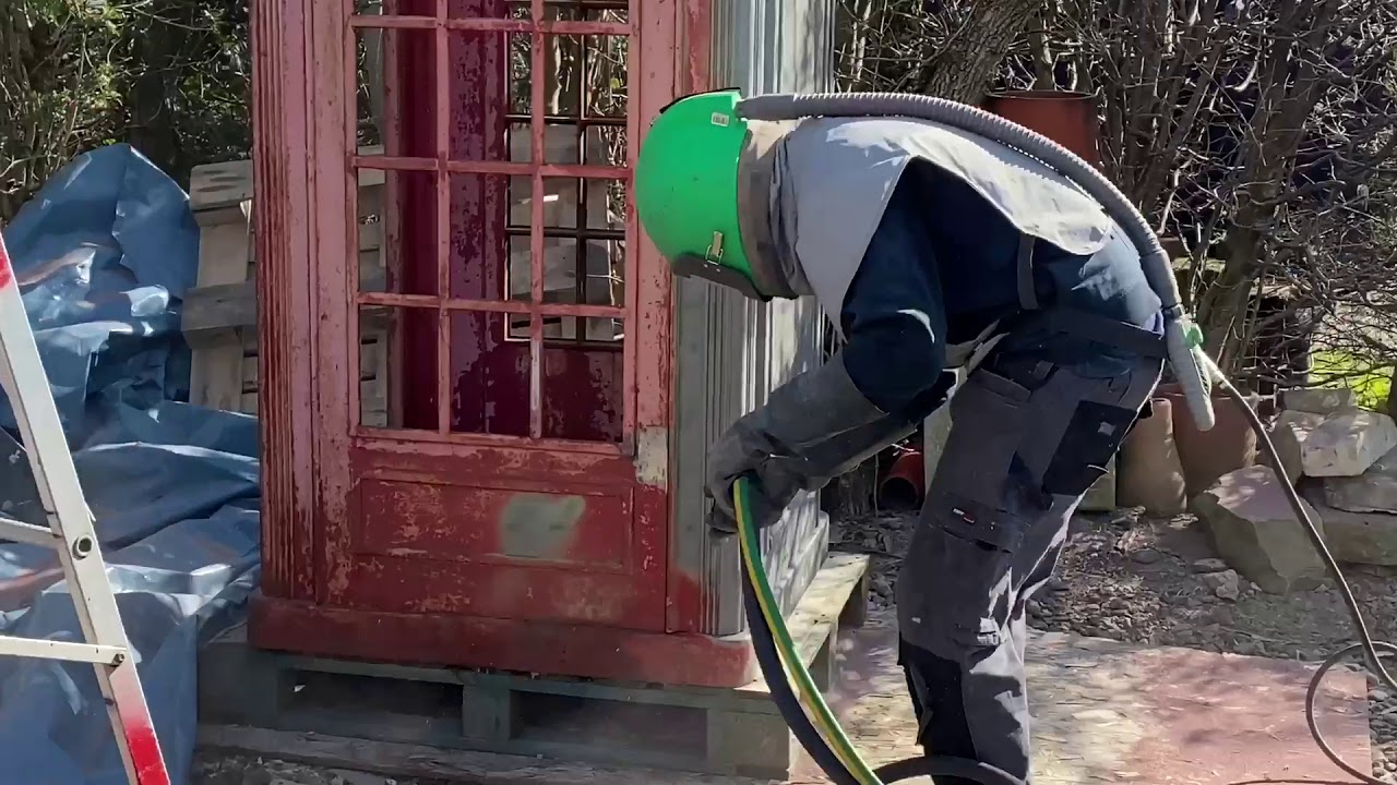 1930s phone box restoration sandblasting Leeds