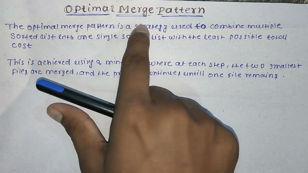 Optimal Merge Pattern using Greedy Method in Hindi | DAA | Two way Merge Pattern |