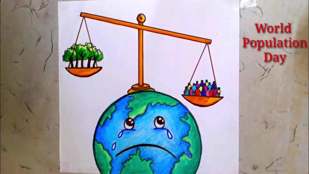 World population day drawing || Poster of world population day || How to draw world population day