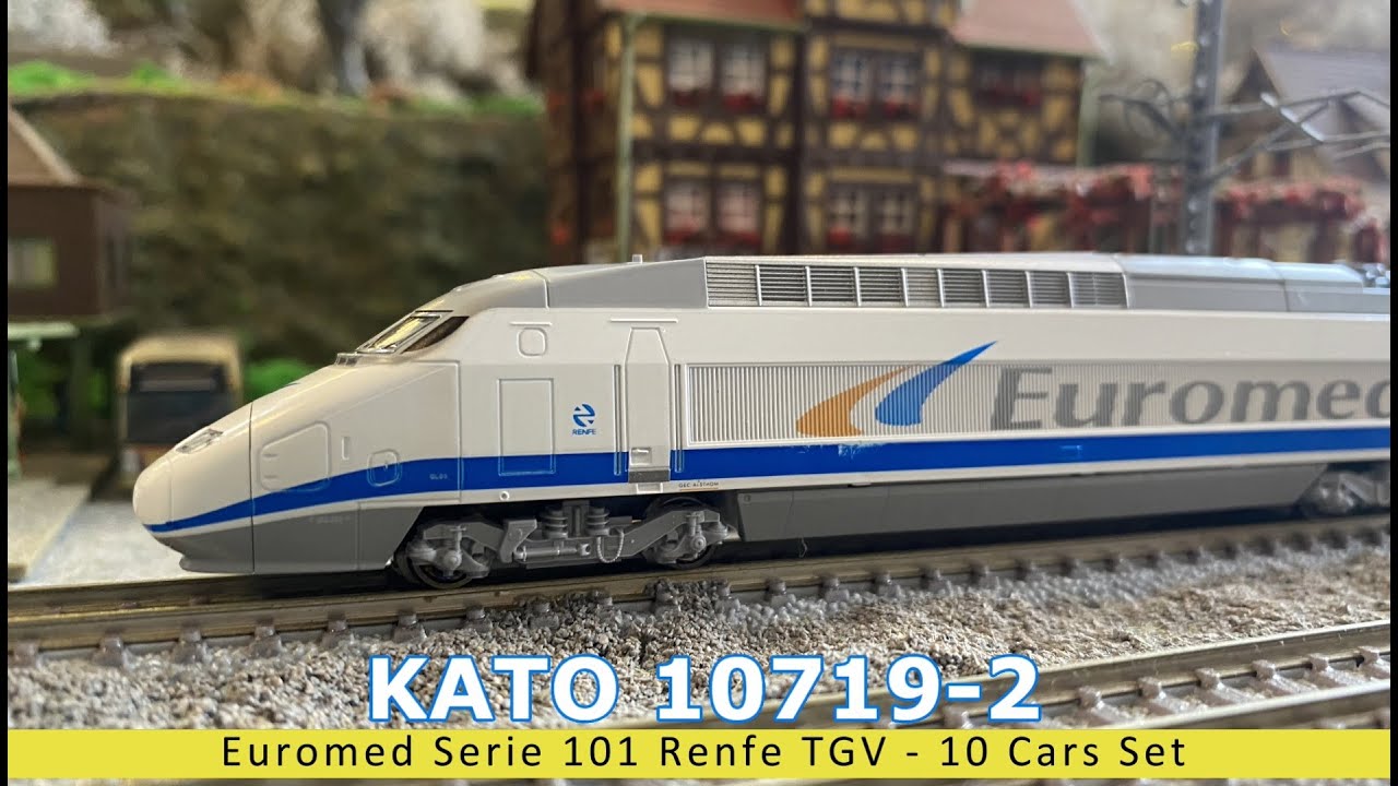 【模型玩具開箱趣】鐵道模型篇 KATO 10719-2 Euromed Series 101 Renfe TGV - 10 Cars Set