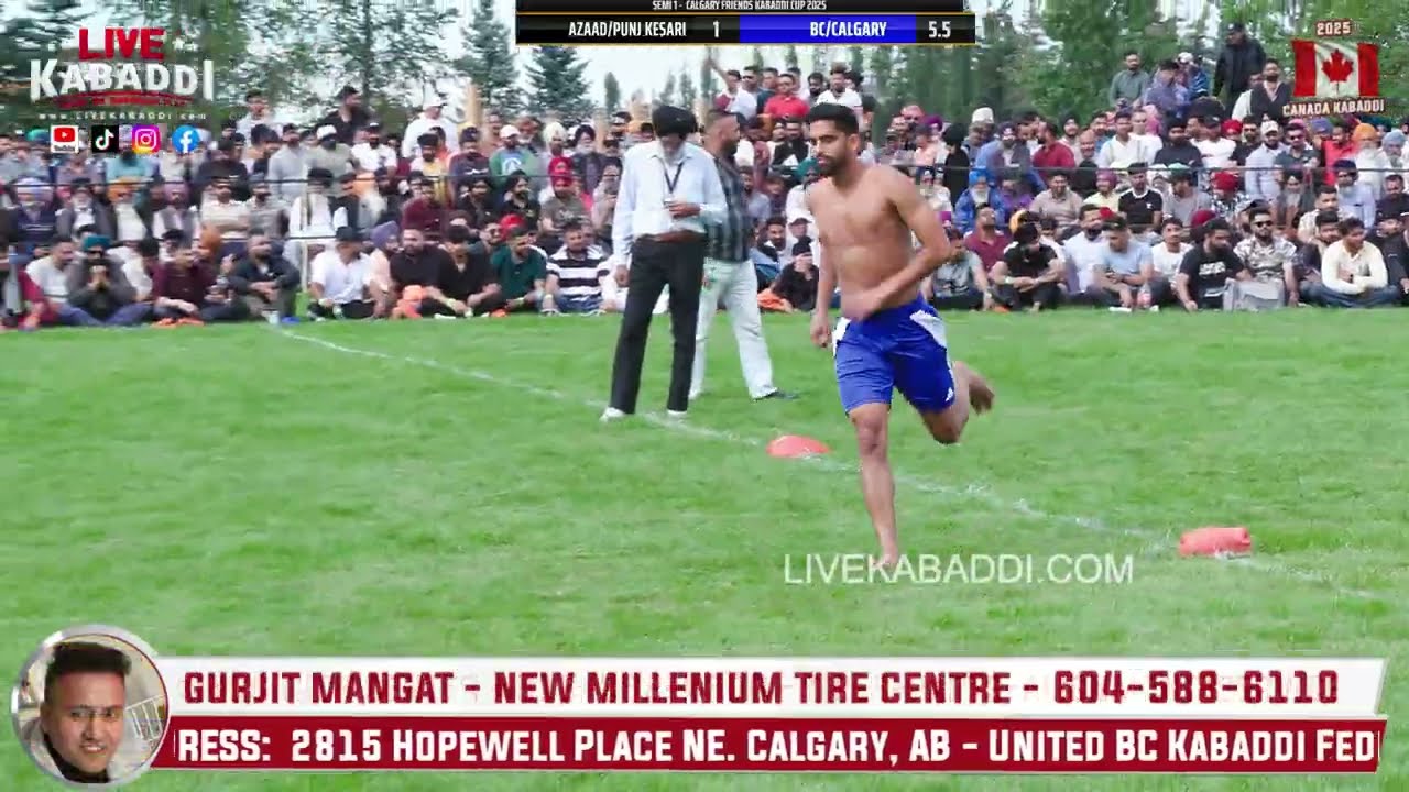 BEST MATCH - SEMI 1 - Calgary Friends Kabaddi Cup 2025 - BC-Calgary Vs. Azaad Punjab Kesari