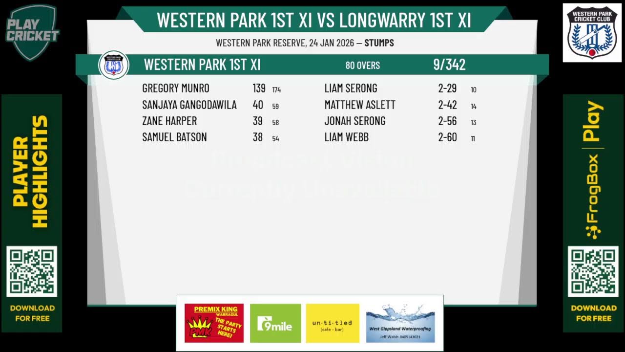 WESTERN PARK 1st XI v LONGWARRY 1st XI