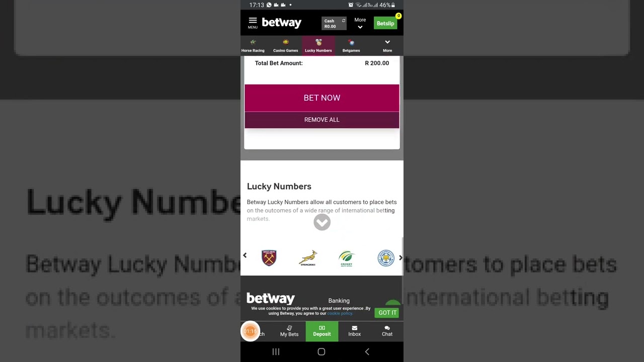 How to bet numbers on Betway.
