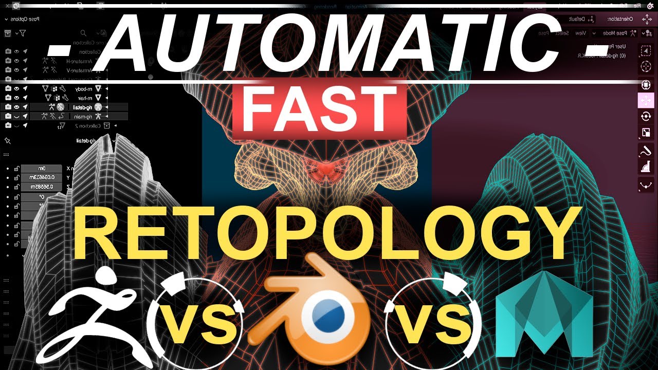 Retopology Workflow (BLENDER & MAYA & Z-BRUSH)