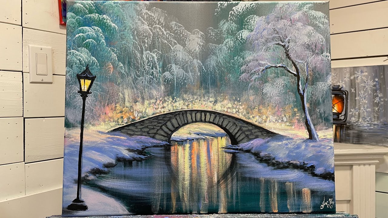 How to Paint “Old Stone Bridge” acrylic Landscape painting tutorial