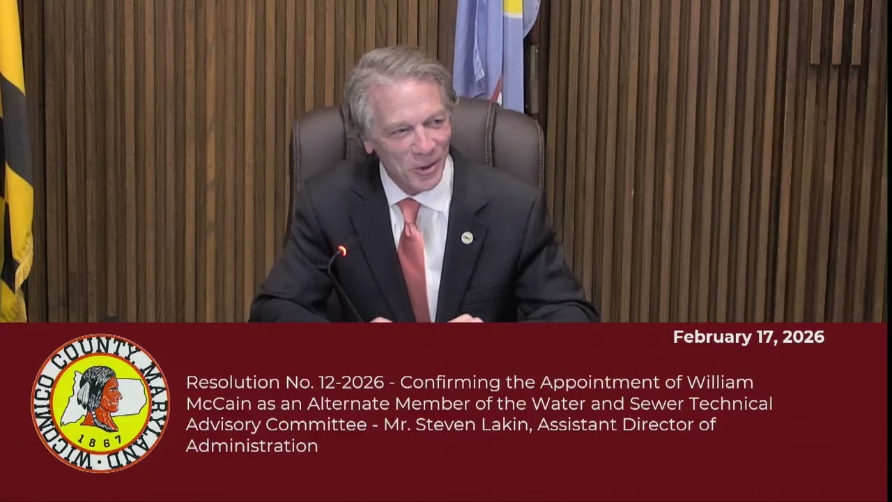 Wicomico County Council Legislative, Open work,  Urban Service Commission sessions February 17 2026