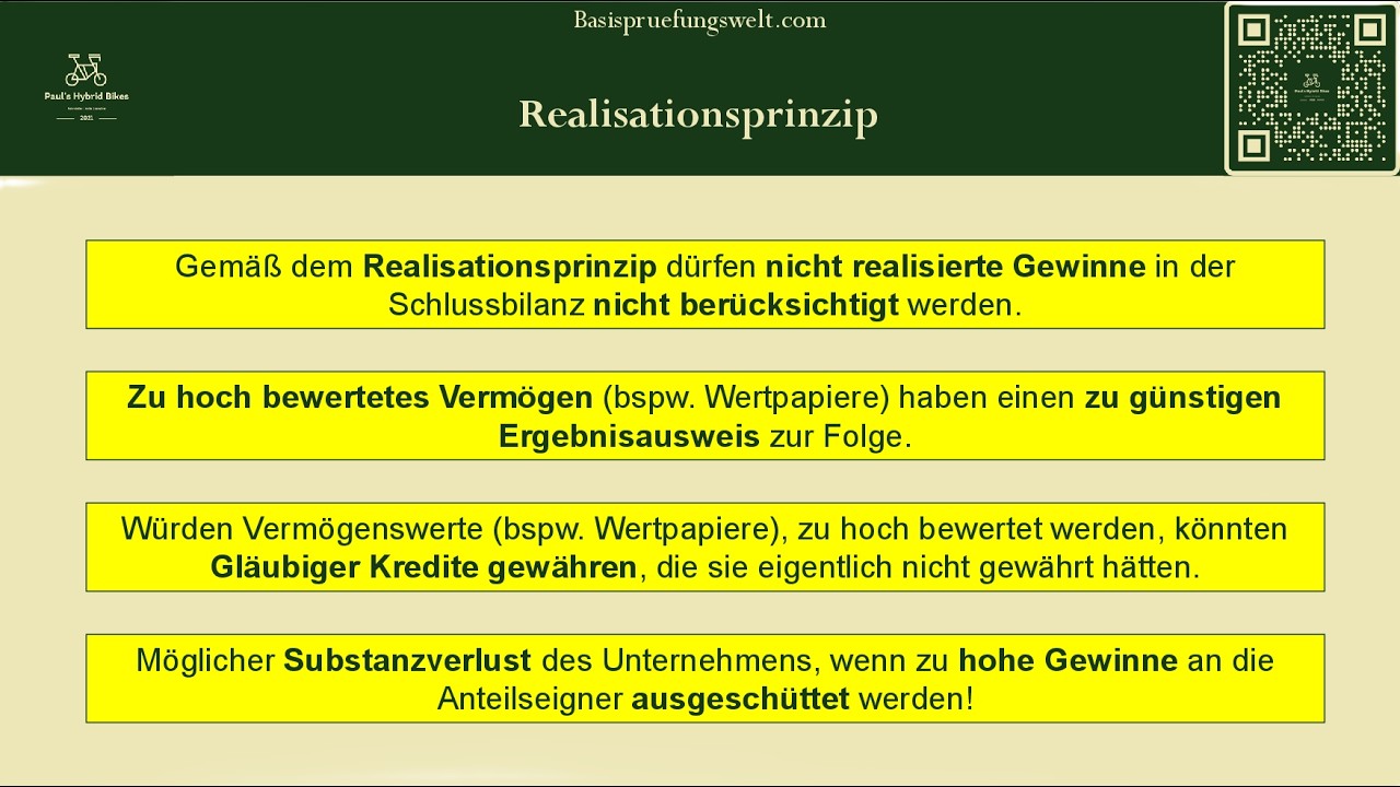 Bewertungsprinzipien - Realisationsprinzip