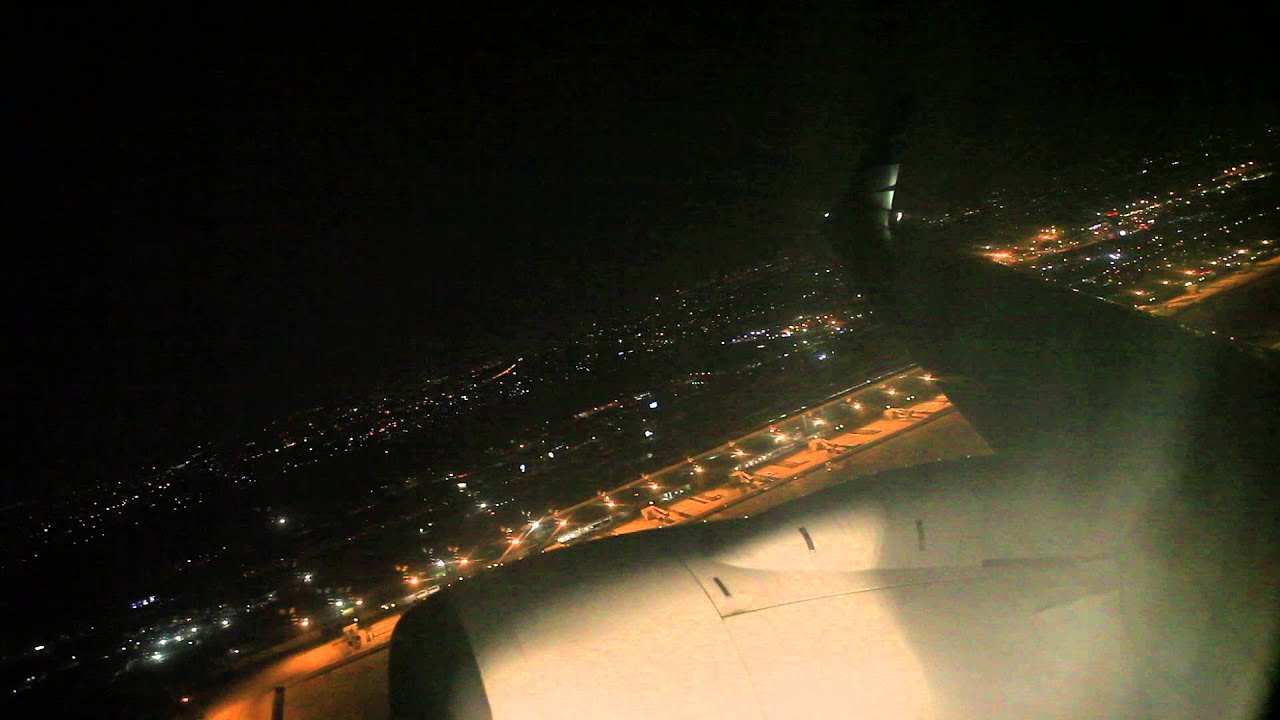 Garuda Indonesia PK-GMP night takeoff from Soekarno-Hatta Airport in Jakarta