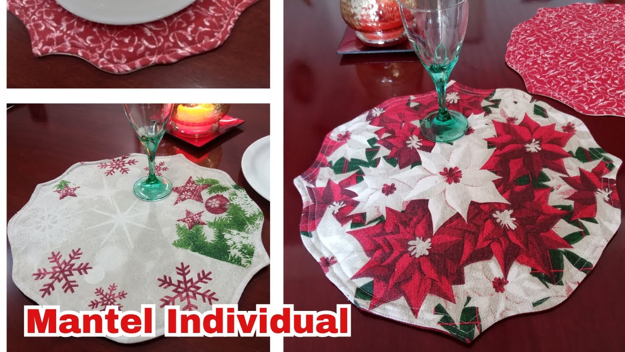 Cómo hacer Mantel INDIVIDUAL en Ondas /Reversible/ para Navidad.