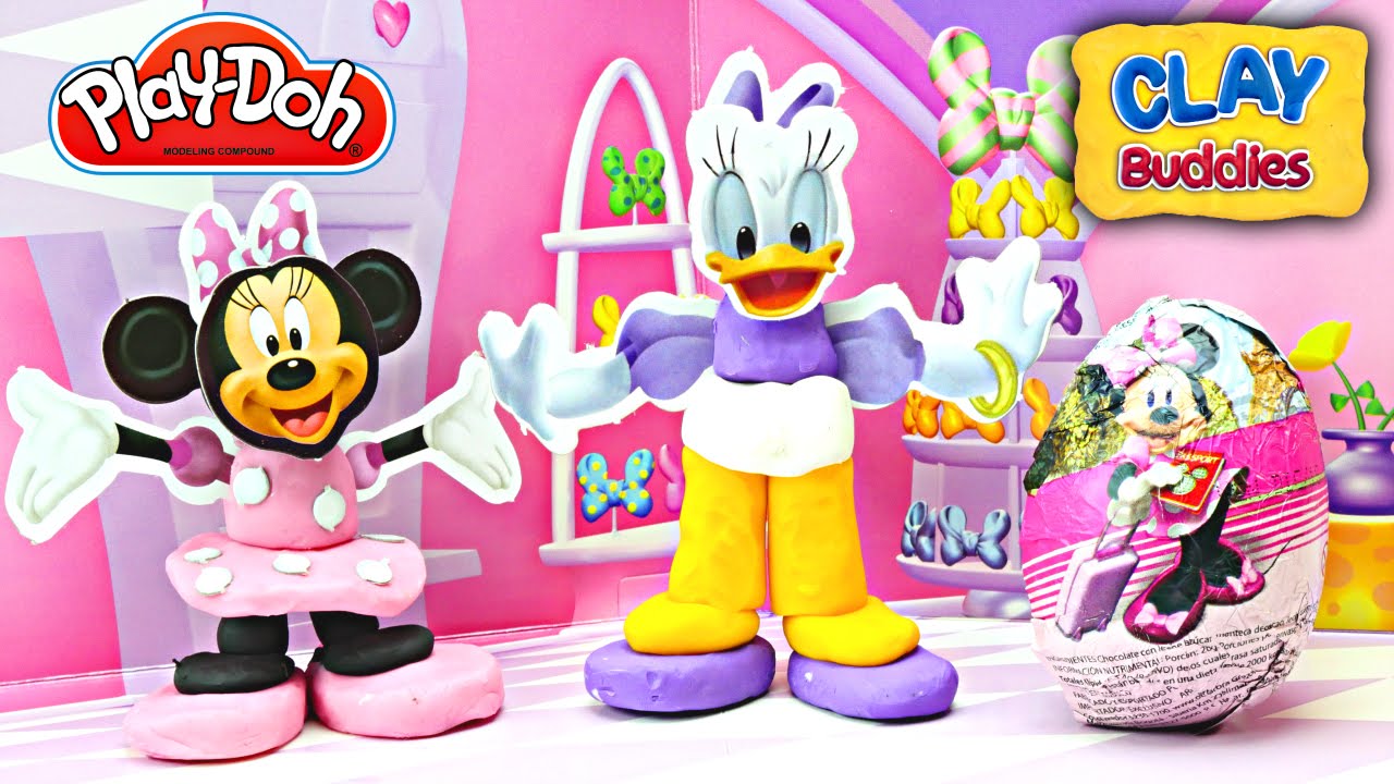 Play Doh Clay Buddies Minnie Mouse and Daisy Duck's Party Activity Book Chocolate Surprise Egg Toy