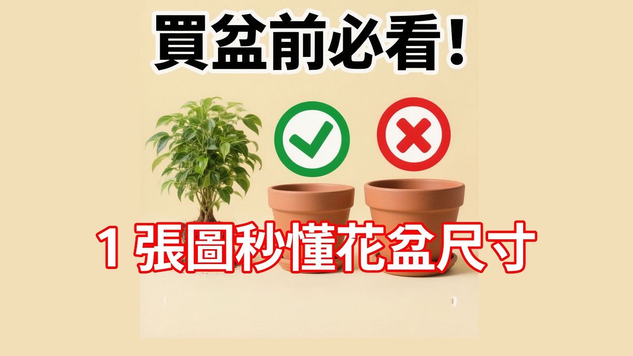 買盆前必看！1 張圖秒懂花盆尺寸如何挑？對照植物大小，根系健康不再是難題！