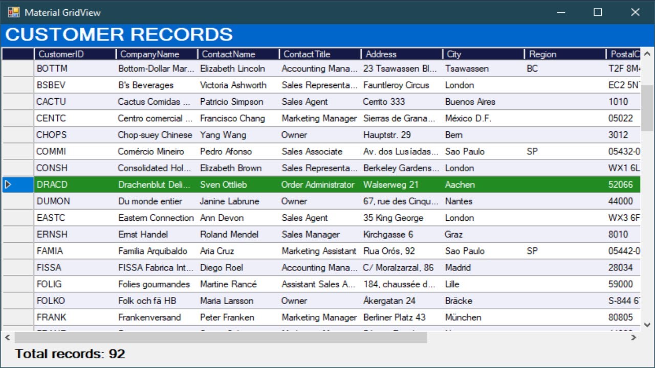Material Design UI for DataGridView in C# WinForms