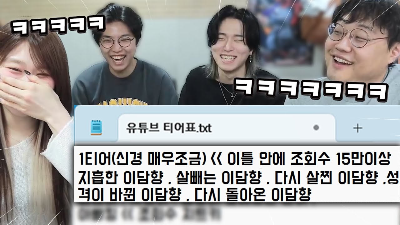 내 유튜브 게스트 티어표ㅋㅋㅋㅋㅋㅋㅋㅋㅋ